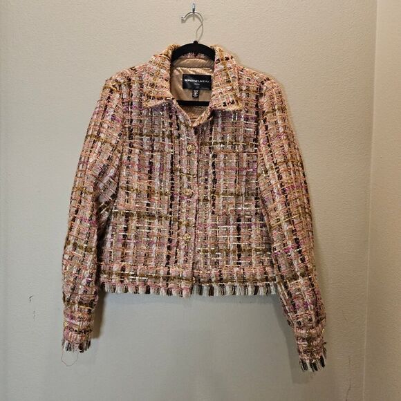 Adrenne Landau Onyx Plaid Sequence Cropped Jacket Size XL - Picture 2 of 7